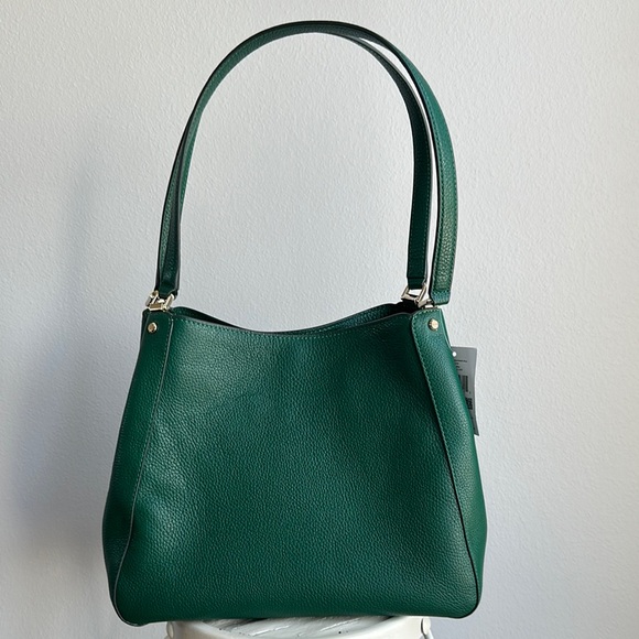 NWT Kate Spade Leila Medium Triple Green Deep Jade Pebbled Leather Shoulder Bag - Picture 6 of 12